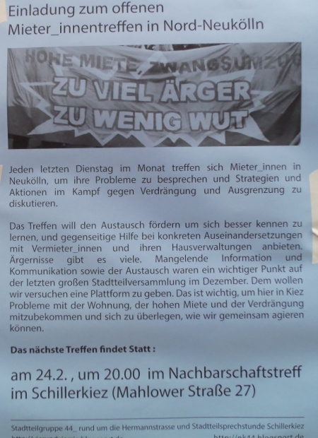 Mieter_innen-Treff Schillerkiez 24.2.2015